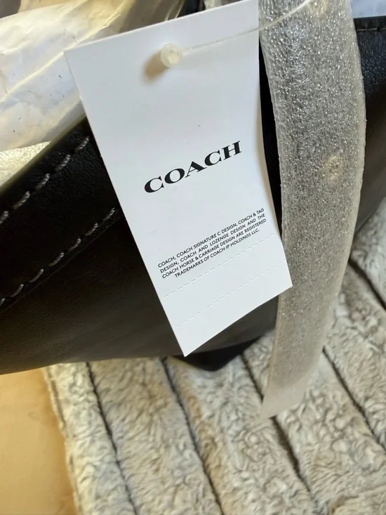 Coach Gramercy Tote Bag. Black Leather Tote with Gold Hardware - Picture 4 of 5